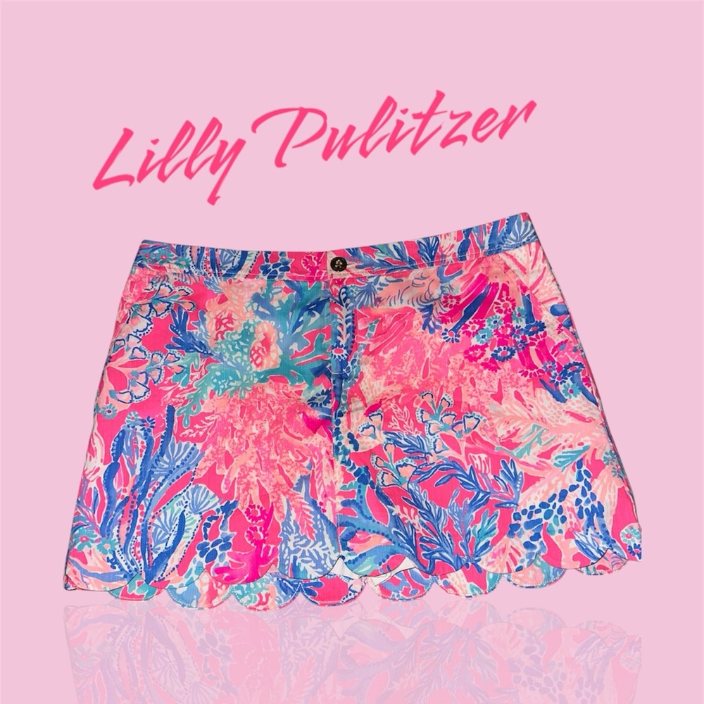 Lilly Pulitzer Vibrant Pink and Blue Skirt 14 Skorts